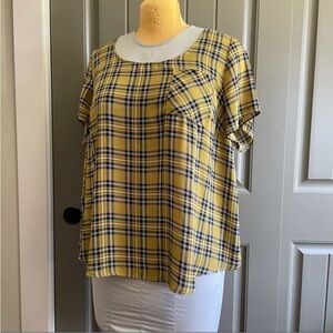 Torrid Yellow Plaid Blouse